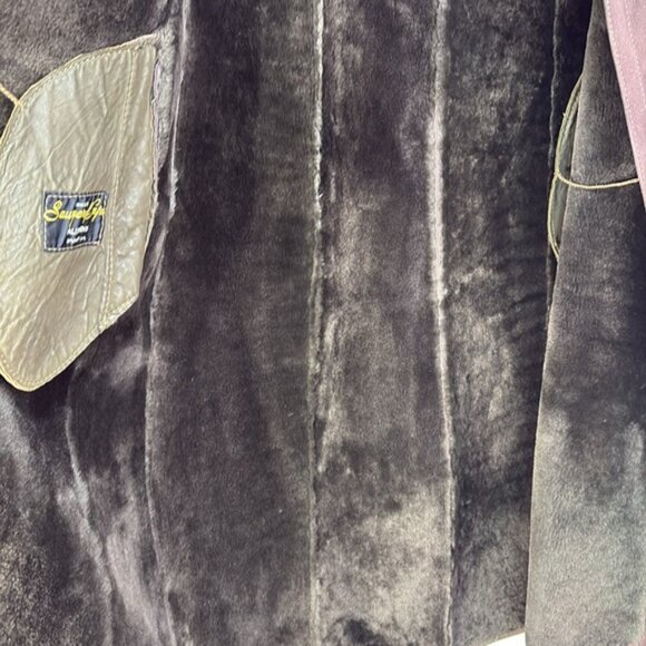 Sawyer of Napa Brown, Mandarin collar, shearling full length coat vintage - Picture 12 of 13